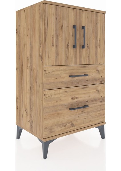 Hyperion Komodin 2 Raflı 2 Çekmeceli 2 Kapaklı 60X44X106 Çam-Çam fiyatları