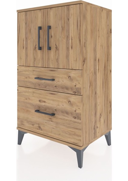 Hyperion Komodin 2 Raflı 2 Çekmeceli 2 Kapaklı 60X44X106 Çam-Çam modelleri