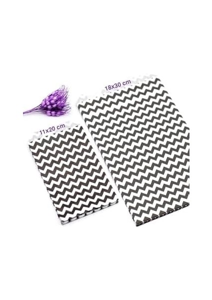 Zikzak Desenli 50 Adet Kese Kağıdı, Beyaz-Siyah, 11X20 cm fiyatları
