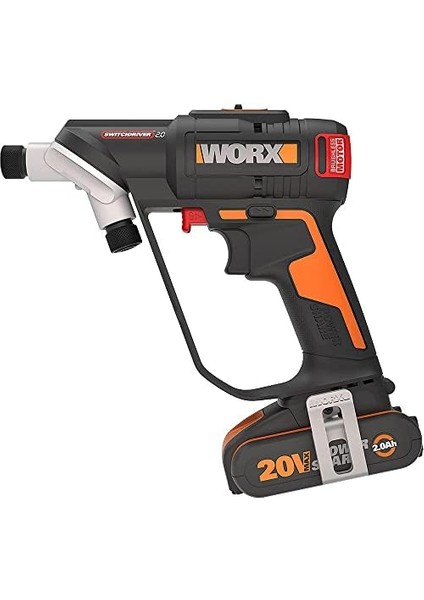 WX177 20VOLT/2.0AH Li-Ion Döner Kafa ve Çift Mandrenli Profesyonel Kömürsüz Şarjlı Matkap + 6 Parça Uç modelleri