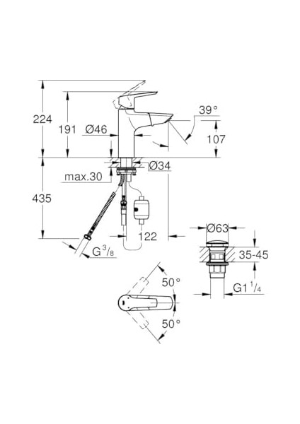 Start Spiralli Lavabo Bataryası | Uzatılabilir Başlık | M - Boyut | Bas - Aç Gider Setli | Su Tasarruflu | Krom | 24205003 fiyatları