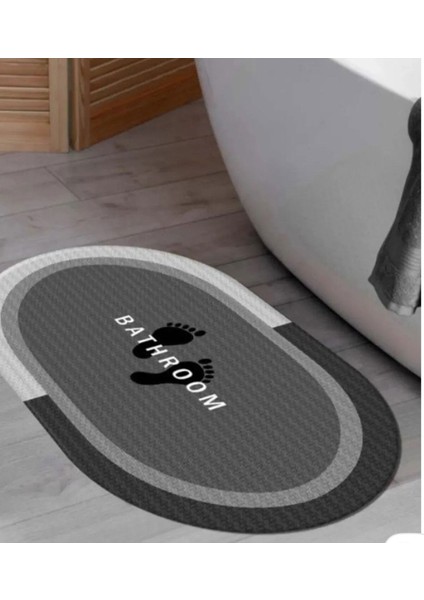 Su Geçirmez Kaydırmaz Banyo Paspası, 50X70, Siyah, Su Emici, Kaymaz