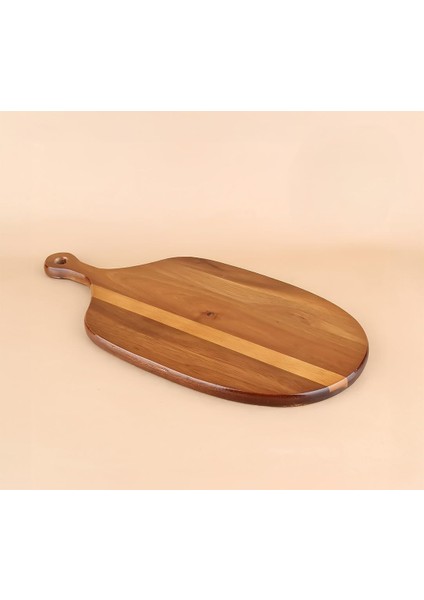 El Yapımı Akasya Ağacı Ahşap Kesme ve Doğrama Tahtası – Şık Tasarımlı, Dayanıklı, Et, Peynir, Ekmek, Sebze ve Meyve Kesim, Mutfak Için Ahşap Kesim Panosu (Oval, 30X20 Cm)