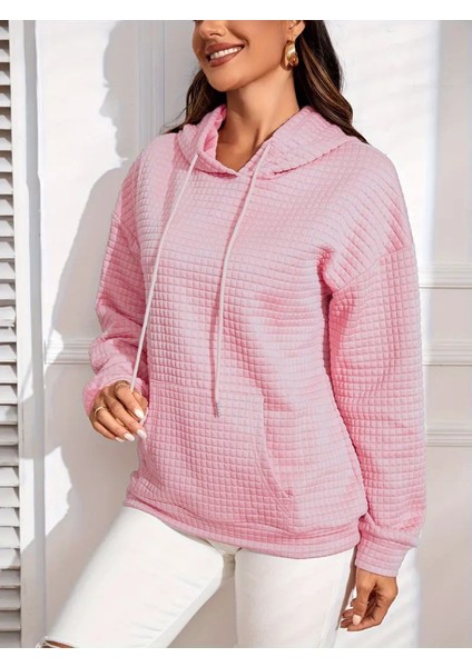 Kadın Uzun Kollu Kapşonlu Bağcıklı Cepli Capitone Sweatshirt fırsatları