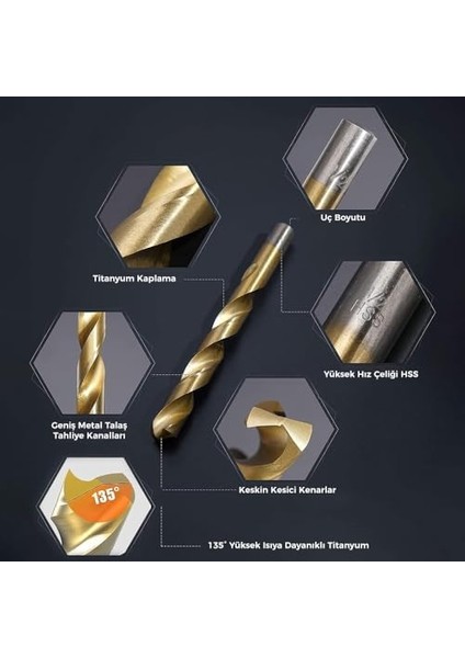 DA02901 16 Parça Profesyonel Titanyum Kaplama Hss Metal Delici Matkap Ucu fiyatları