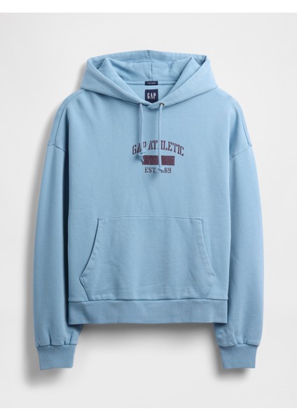 Erkek Mavi Heavyweight Oversized Logo Sweatshirt fiyatları