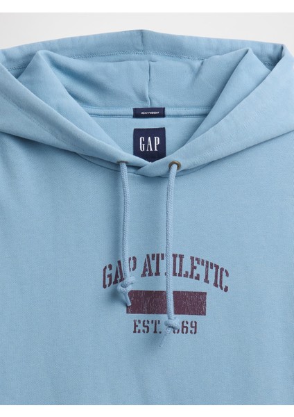 Erkek Mavi Heavyweight Oversized Logo Sweatshirt modelleri