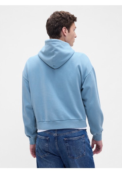 Erkek Mavi Heavyweight Oversized Logo Sweatshirt fırsatları