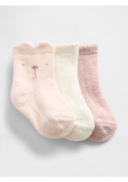 Bebek Toz Pembe Cashsoft Crew Çorap (3’lü)