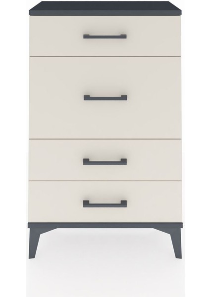 Arges Komodin 4 Çekmeceli 60X30X96 Antrasit-Aytaşı
