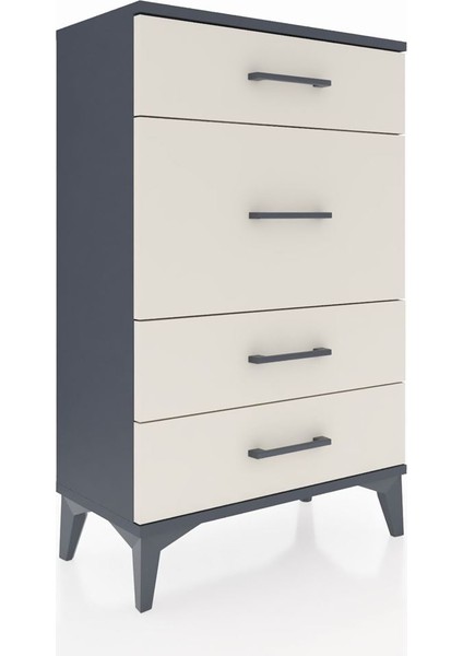 Arges Komodin 4 Çekmeceli 60X30X96 Antrasit-Aytaşı fiyatları