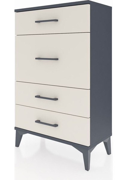 Arges Komodin 4 Çekmeceli 60X30X96 Antrasit-Aytaşı modelleri