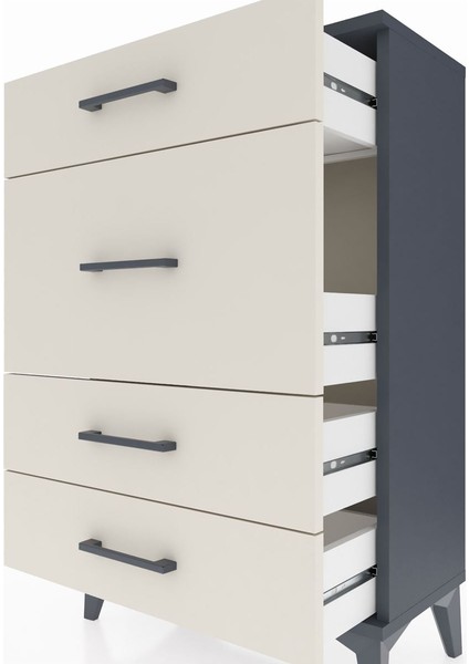 Arges Komodin 4 Çekmeceli 60X30X96 Antrasit-Aytaşı indirimleri