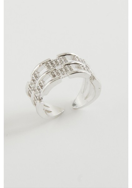 Zincir Şekilli Zirkon Taşlı Yüzük