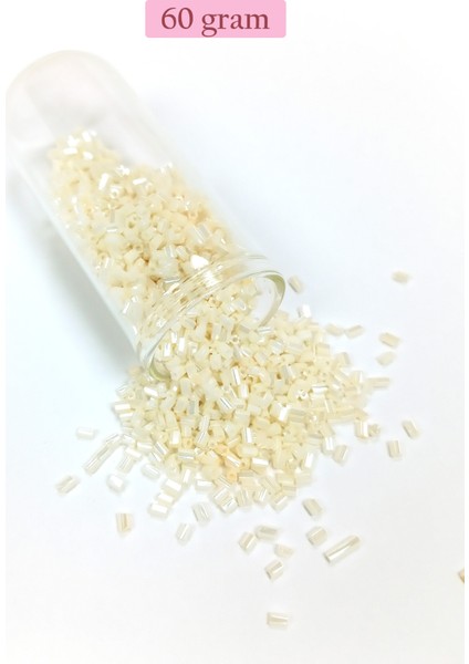 Kesme Cam Boncuk 2mm - 60 Gram - Krem - BNC384