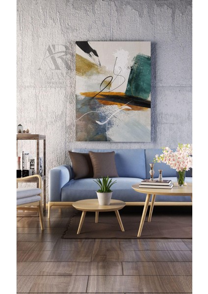 Kanvas Tablo Soft Tonlarda Çizgisel Dekoratif Soyut Kanvas Tablo 80 x 120