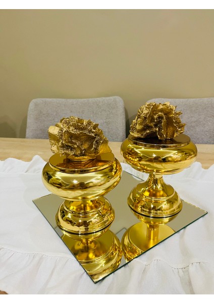2'li Mercan Dekoratif Gold Obje