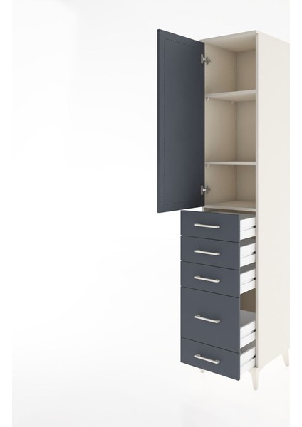 Hyperion Dolap 3 Raflı 5 Çekmeceli Tek Kapaklı 44X44X221 Aytaşı-Antrasit fırsatları