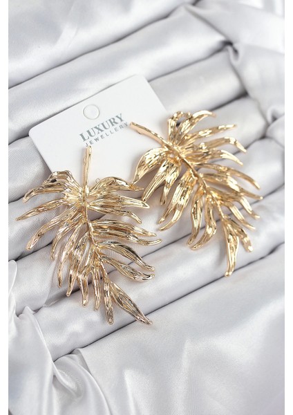 Bfs Pirinç Yaprak Model Gold Renk Kadın Küpe