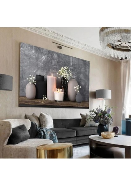 Kanvas Tablo Mum Tablosu Antrasit Gri Kombini Kanvas Tablo ART00133 70 x 100