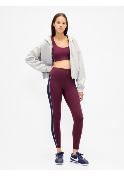 Kadın Bordo Gapfit High Rise Power Full Length Stripe Tayt