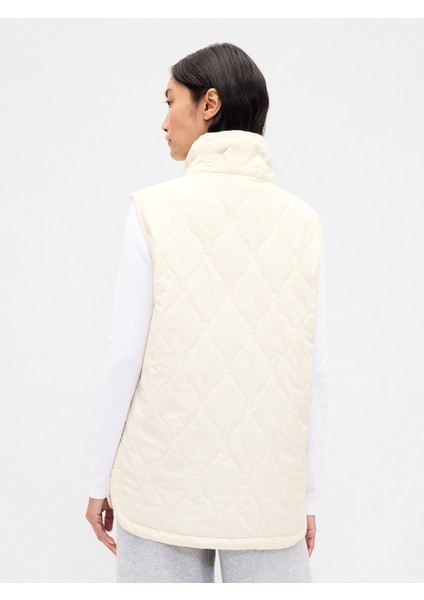 Kadın Krem Lightweight Kapitone Puffer Şişme Yelek fırsatları