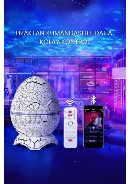Renkli Dinazor Yumurtası Bluetooth Gece Lambası ve Tavan Yansıtıcı Hoparlör indirimleri