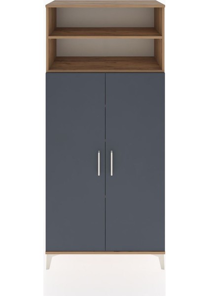 Hyperion Dolap 5 Raflı 2 Kapaklı 88X44X195 Çam-Antrasit