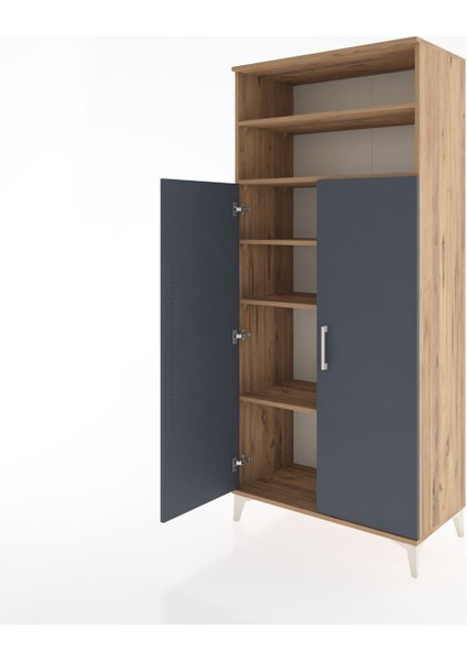 Hyperion Dolap 5 Raflı 2 Kapaklı 88X44X195 Çam-Antrasit fırsatları