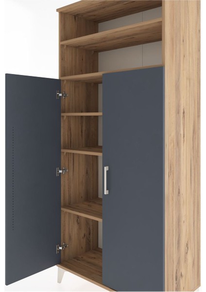 Hyperion Dolap 5 Raflı 2 Kapaklı 88X44X195 Çam-Antrasit indirimleri