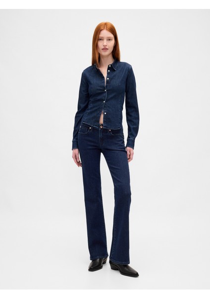 Kadın Lacivert Low Rise Long & Lean Jean Pantolon