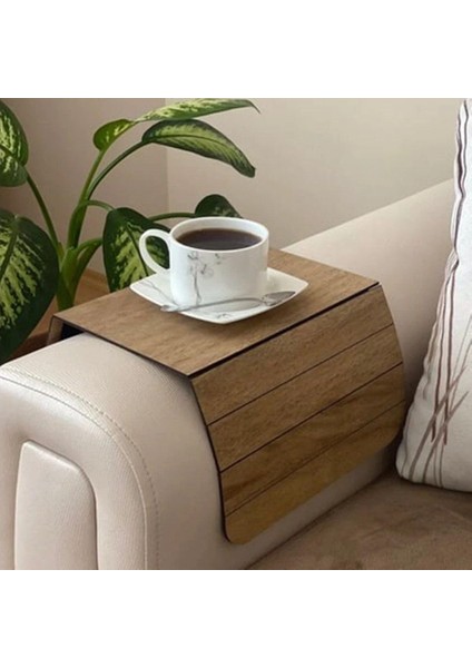 Ayarlanabilir Portatif Koltuk Kenar Ahşabı Yan Sehpa Koltuk Tepsisi Kolçak Sehpası