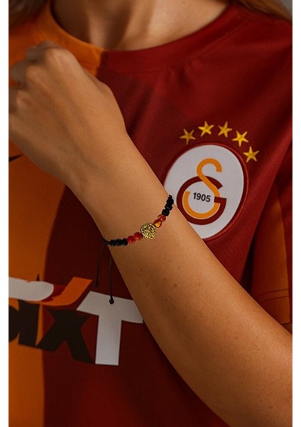 Galatasaray Oniks & Malakit Taş Aslan Figürlü Taraftar Bilekliği – El Yapımı Ayarlanabilir modelleri