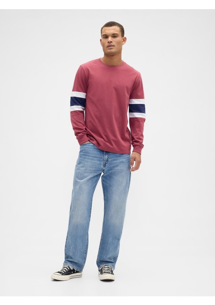 Erkek Kırmızı Everyday Soft Varsity Bisiklet Yaka T-Shirt fırsatları