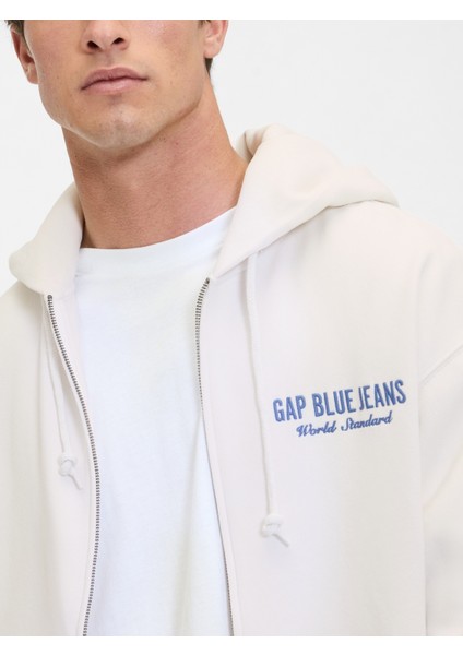 Erkek Açık Gri Vintagesoft Gap Logo Fermuarlı Sweatshirt modelleri