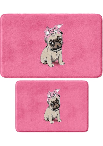 Sevimli Tasarımlı Mikrofiber Paspası, Kaymaz Taban, Yıkanabilir (252_BPSM, 2&apos;li Takım 40X60_50X80)