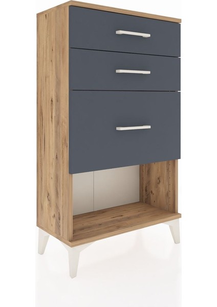 Arges Komodin 3 Çekmeceli 60X30X106 Çam-Antrasit fırsatları