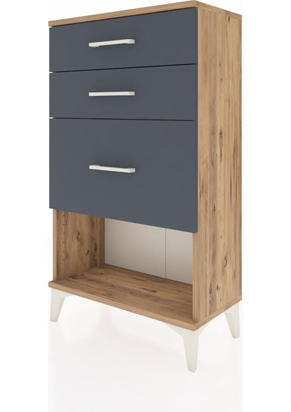 Arges Komodin 3 Çekmeceli 60X30X106 Çam-Antrasit indirimleri