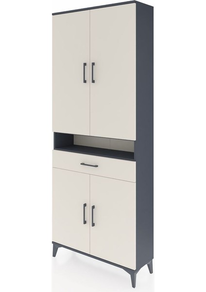 Arges Dolap 5 Raflı Tek Çekmeceli 4 Kapaklı 88X30X221 Antrasit-Aytaşı modelleri