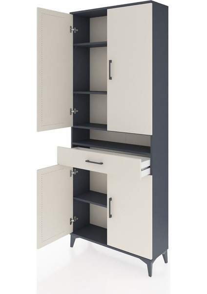 Arges Dolap 5 Raflı Tek Çekmeceli 4 Kapaklı 88X30X221 Antrasit-Aytaşı fırsatları