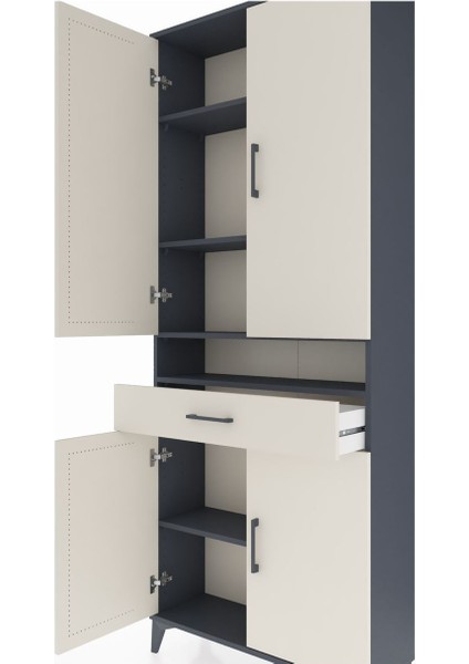 Arges Dolap 5 Raflı Tek Çekmeceli 4 Kapaklı 88X30X221 Antrasit-Aytaşı indirimleri