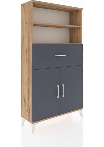 Arges Dolap 3 Raflı Tek Çekmeceli 2 Kapaklı 88X30X163 Çam-Antrasit fiyatları