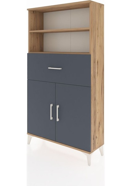 Arges Dolap 3 Raflı Tek Çekmeceli 2 Kapaklı 88X30X163 Çam-Antrasit modelleri