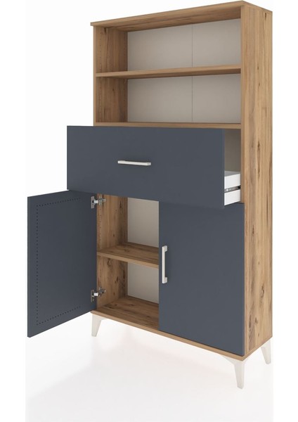 Arges Dolap 3 Raflı Tek Çekmeceli 2 Kapaklı 88X30X163 Çam-Antrasit fırsatları