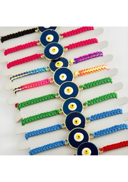 Nazar Mineli Makrome Örgülü Bileklik