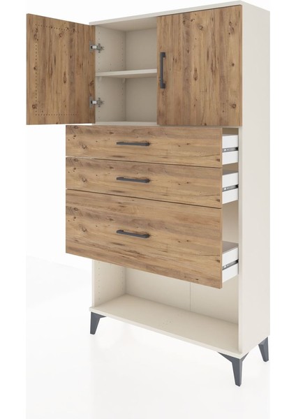 Arges Dolap 2 Raflı 3 Çekmeceli 2 Kapaklı 88X30X163 Aytaşı-Çam fırsatları