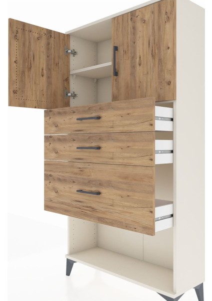 Arges Dolap 2 Raflı 3 Çekmeceli 2 Kapaklı 88X30X163 Aytaşı-Çam indirimleri