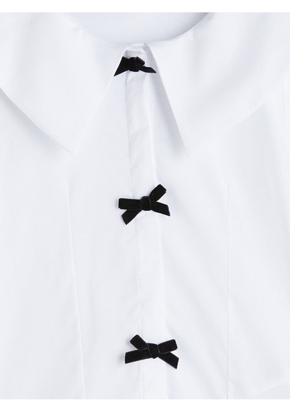 Yeni Sezon Bebe Yaka Fiyonk Detaylı Kız Çocuk Gömlek fiyatları