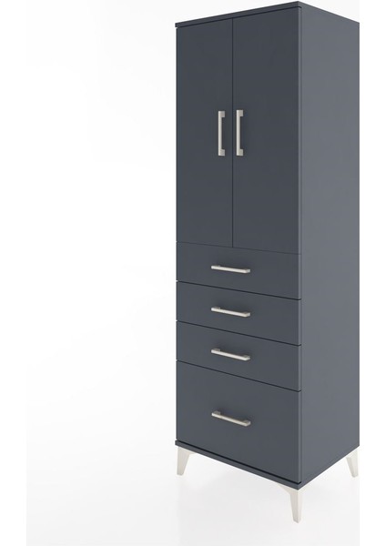 Hyperion Dolap 2 Raflı 4 Çekmeceli 2 Kapaklı 60X44X182 Antrasit-Antrasit modelleri