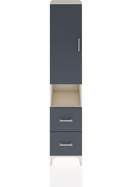 Hyperion Dolap 4 Raflı 2 Çekmeceli Tek Kapaklı 44X44X221 Aytaşı-Antrasit